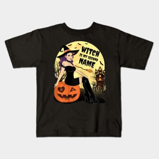 Witch Is My Second Name Halloween Kids T-Shirt